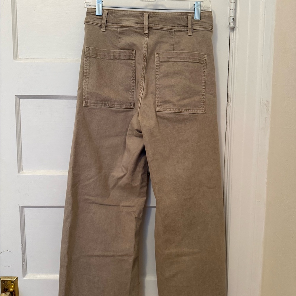 NWOT Zara Marine Straight Wide Leg Raw Hem Pants - Picture 5 of 5
